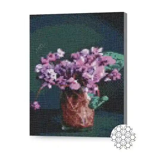 Flori violete, 30x40 cm, mozaic cu diamante
