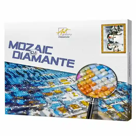 Mozaic cu diamante 40x50 cm. Omulețe de zăpadă