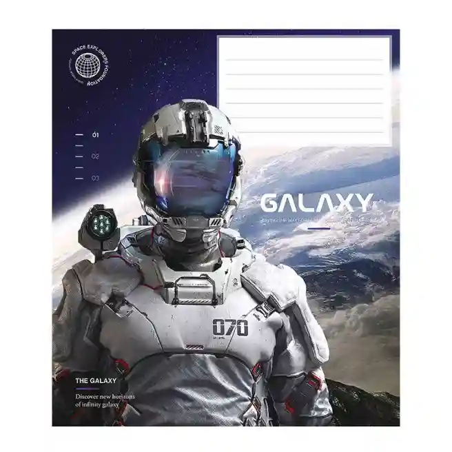 Тетрадь 12 листов, косая линейка, Школярик Galaxy life