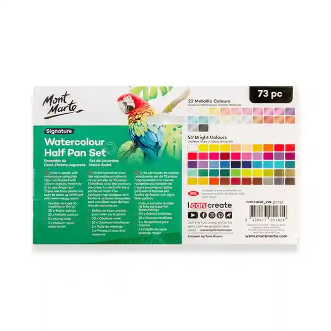 Set acuarele în godete Signature, 72 culori, penar metalic