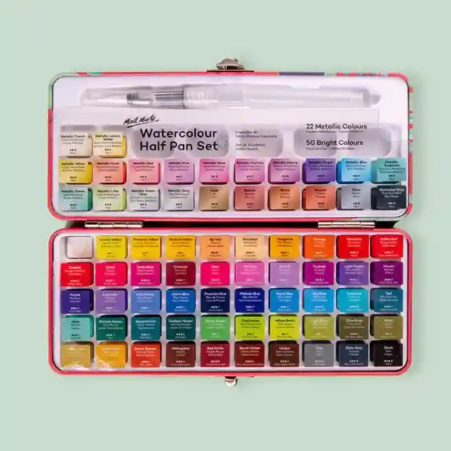Set acuarele în godete Signature, 72 culori, penar metalic