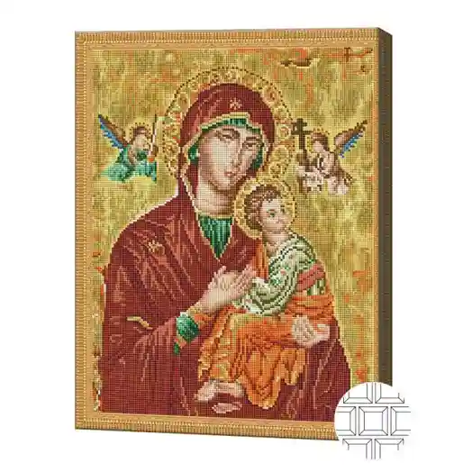 Страстная икона Божией Матери, 40x50 см, алмазная мозаика квадратная