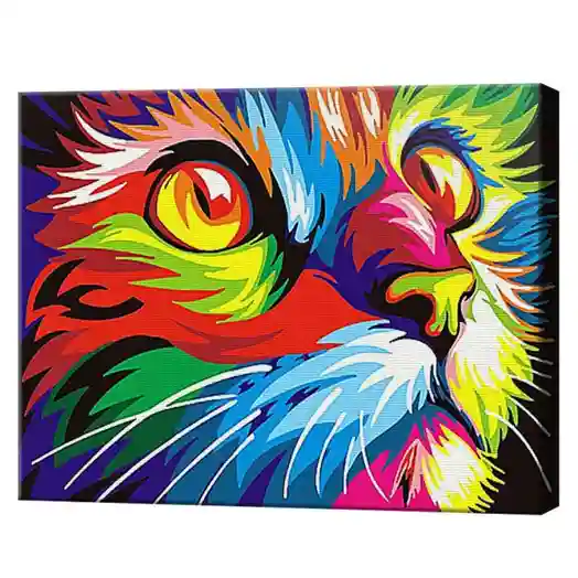 Радужный кот 20x30 см, картина по номерам