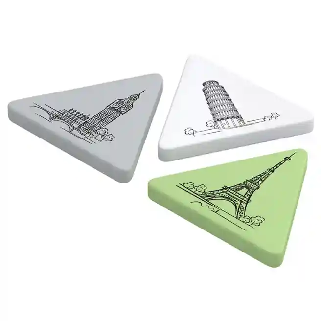 Ластик Berlingo "Triangle XL", треугольный, цвета ассорти, 55х55х9 мм
