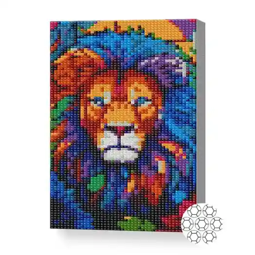 Разноцветный лев, 20x30 см, алмазная мозаика