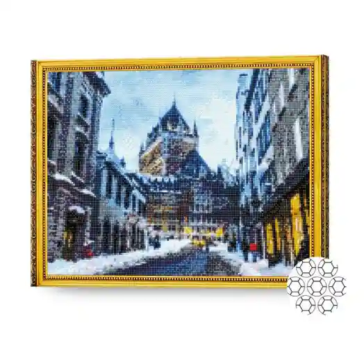 Улочка зимнего города, 40x50 см, алмазная мозаика