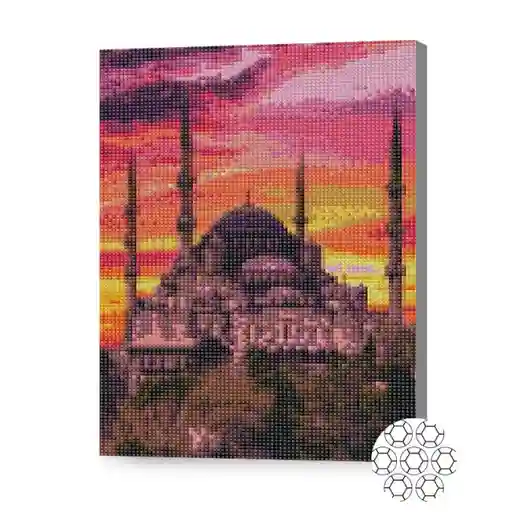 Apusul înflăcărat la Istanbul, 30x40 cm, mozaic cu diamante