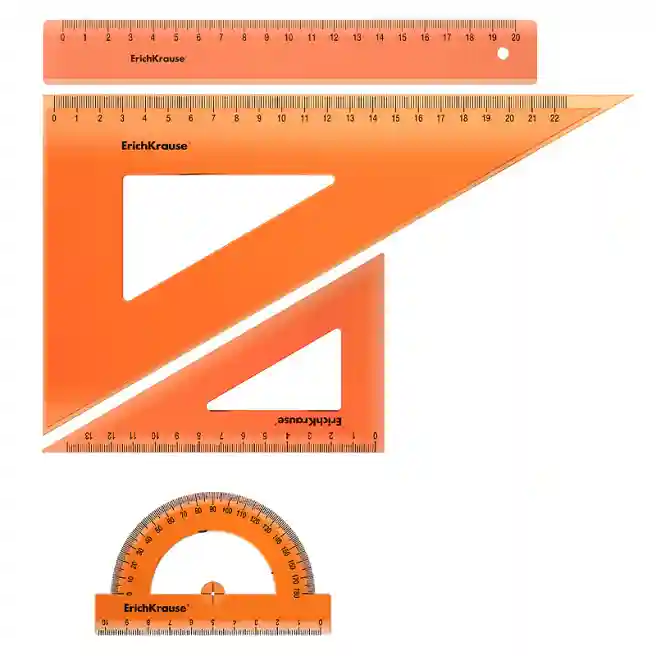 Set de rigle din plastic Erich Krause Neon 4 elemente (rigla 15cm), portocaliu