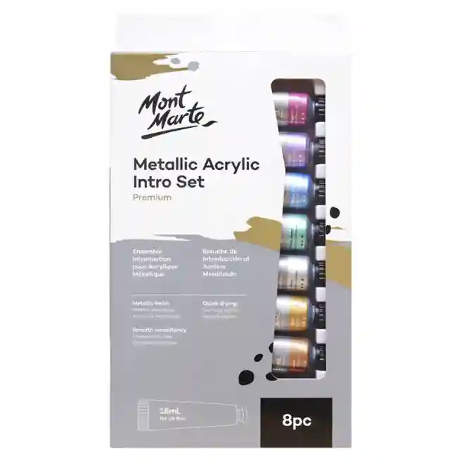 Set de vopsea Metallic acril 18 ml 8 bucăți