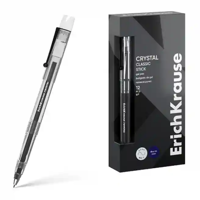Ручка гелевая ErichKrause 0,5 мм Crystal Stick Classic gel, черная