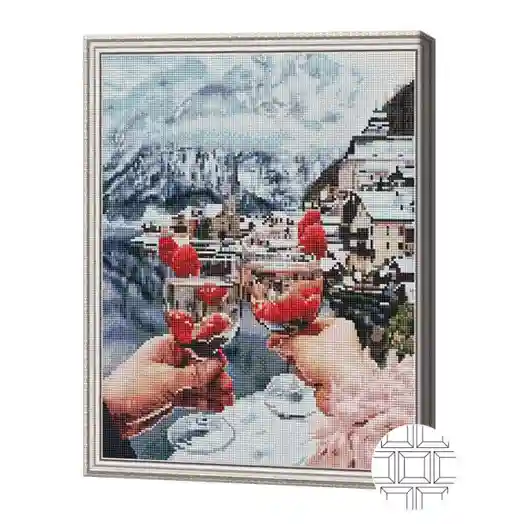 Коктейли в горах, 40x50 см, алмазная мозаика квадратна