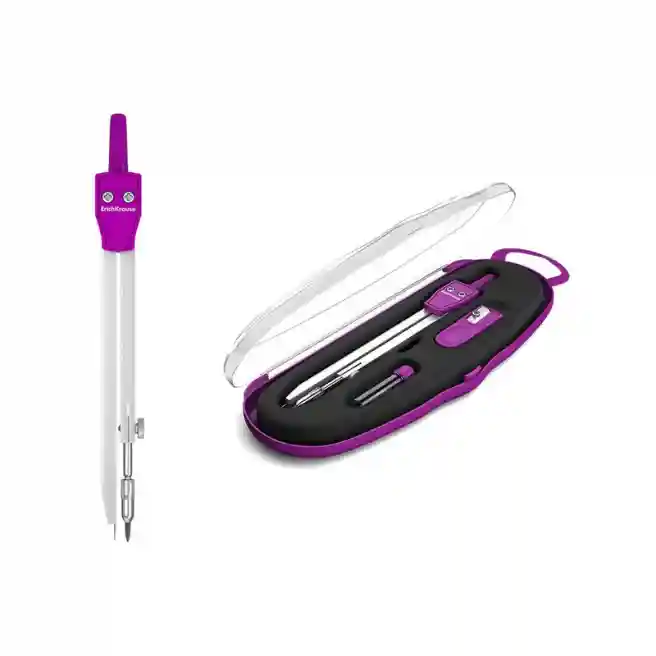 Set compas Erich Krause S-Cool, 3 elemente, in cutie din plastic