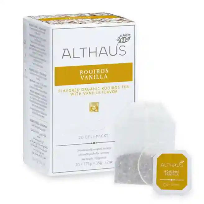 Ceai de plante Althaus Rooibos Vanilla, rooibos și vanilie, 20 pliculețe