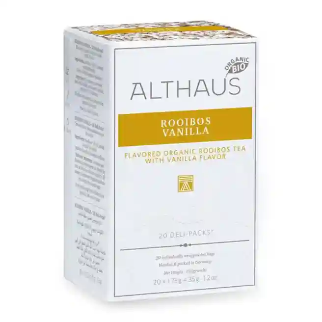 Ceai de plante Althaus Rooibos Vanilla, rooibos și vanilie, 20 pliculețe