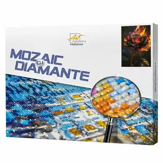 Trandafir în flăcări, 40x50 cm, mozaic cu diamante