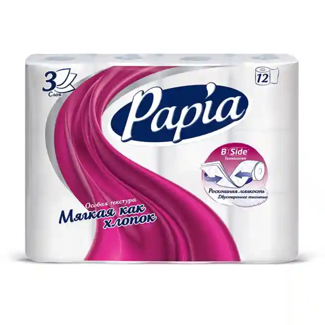 Hirtie igienica Papia, White 12 role, 3 straturi