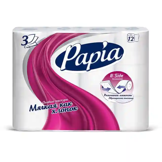 Hirtie igienica Papia, White 12 role, 3 straturi