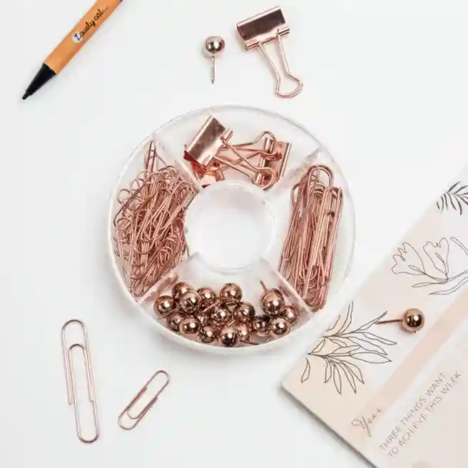 Набор мелкоофисных принадлежностей Meshu "Rose Gold", 89 предметов, розовое золото, пластиковый пена