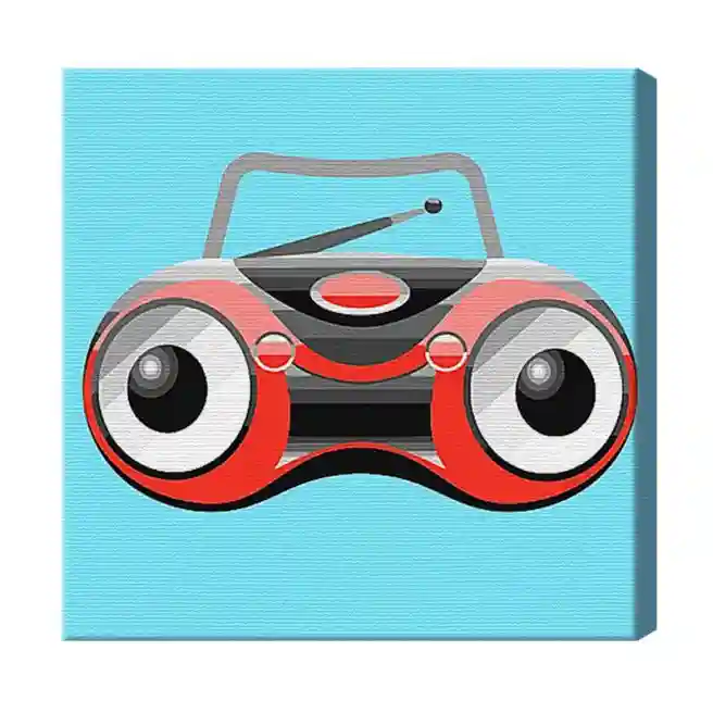 Magnetofon roșu 20x20 cm, pictură pe numere