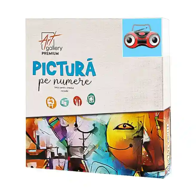 Magnetofon roșu 20x20 cm, pictură pe numere