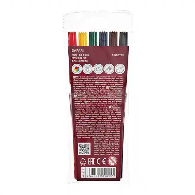 Набор фломастеров ErichKrause Safari Ultra Washable 6 цветов