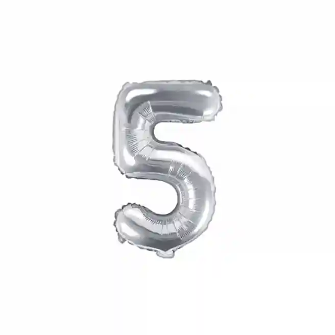 Balon de folie Cifra "5", argint