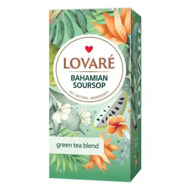 Чай LOVARE Bahamian Soursop 24 пак, зеленый  (ветивер, лепестки бархатцев)