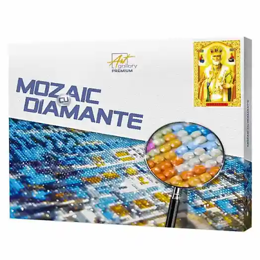 Icoană Sf. Nicolae, 40x50 cm, mozaic cu diamante