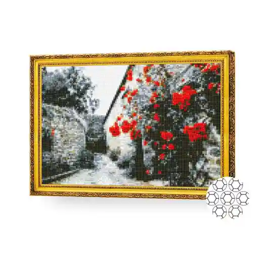 Алмазная мозаика 30x40 см. Цветы на серой стене