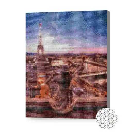 Călătoarea la Paris, 30x40 cm, mozaic cu diamante