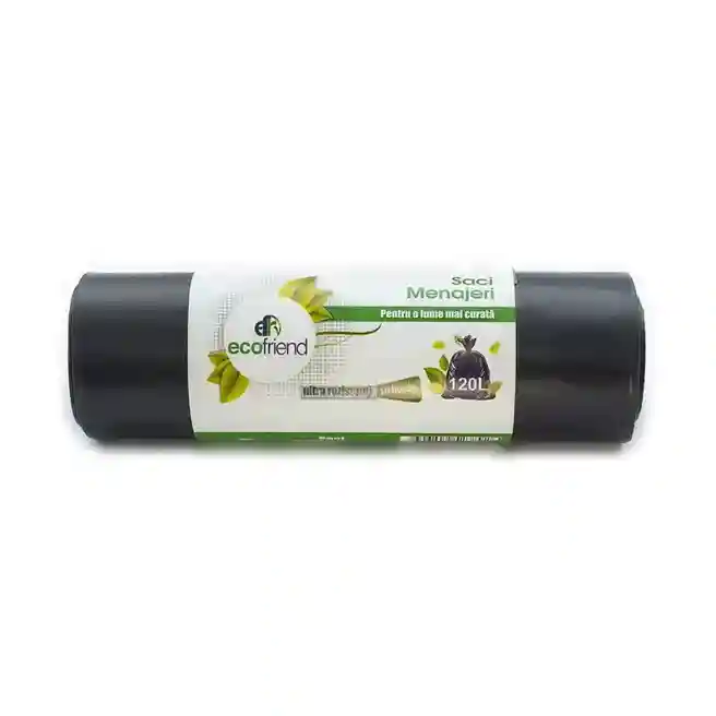 Pungi pentru gunoi EcoFriend (120L/10 buc,  25 mkm negru)