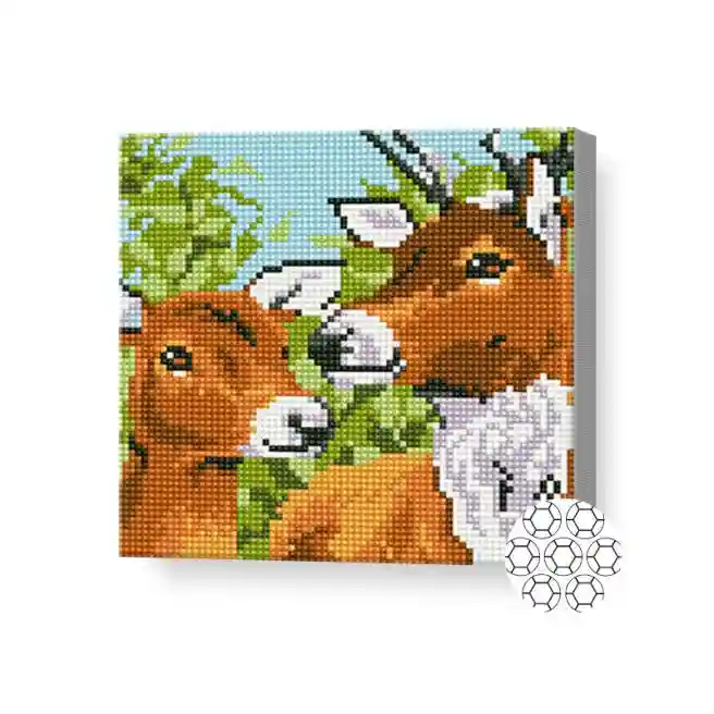 Семья оленей, 20x20 см, алмазная мозаика