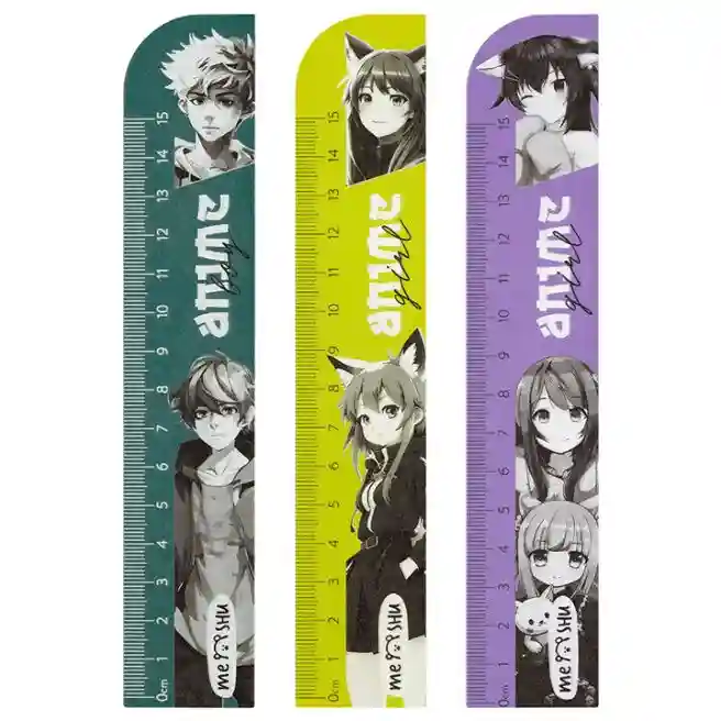 Линейка MESHU 15 см "Anime", деревянная, в ассортименте