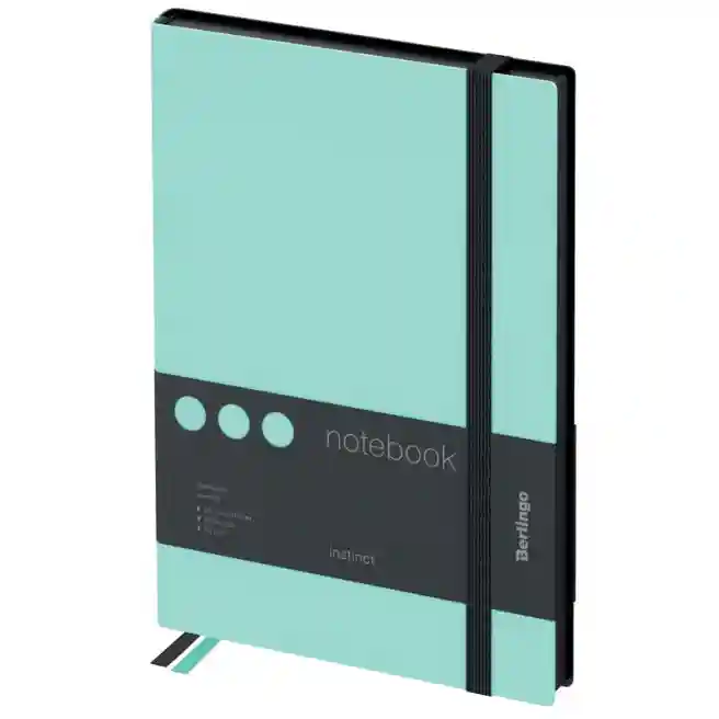 Carnet notițe A5 80 foi Berlingo PU "Instinct", margine neagră, negru/mentă, cu elastic