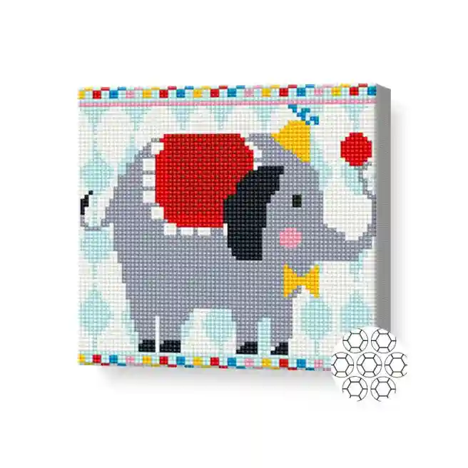 Elefant festiv, 20x20 cm, mozaic cu diamante