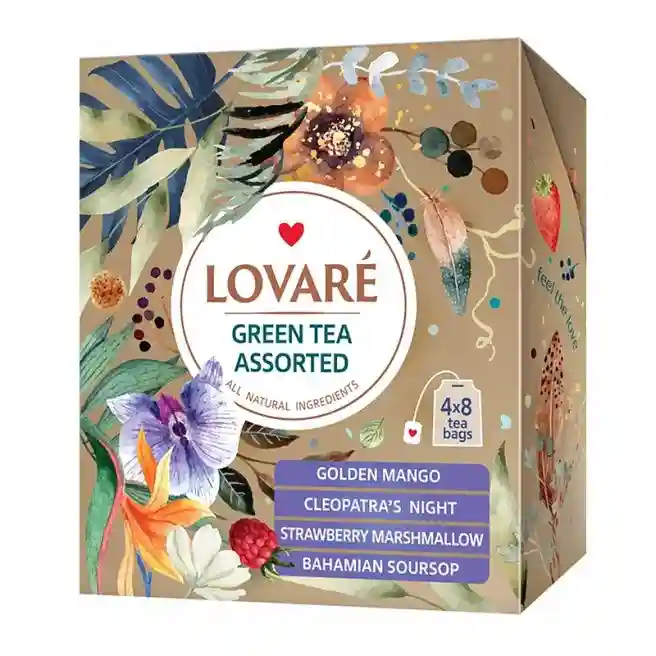 Чай LOVARE Green Assorted 32 пак, зеленый (асорти)