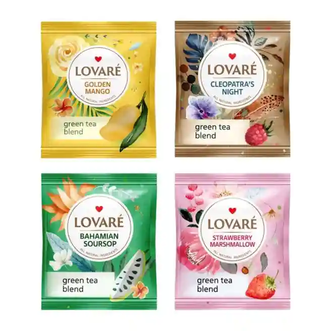 Чай LOVARE Green Assorted 32 пак, зеленый (асорти)