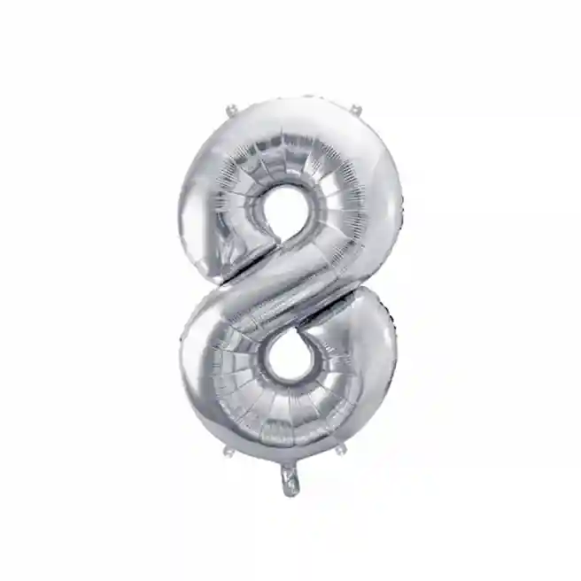 Balon de folie Cifra "8", 86 cm, argint