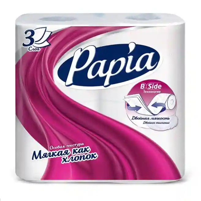 Hirtie igienica Papia, White 4 role, 3 straturi