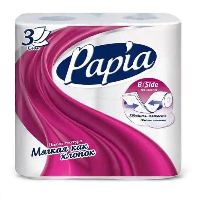 Hirtie igienica Papia, White 4 role, 3 straturi