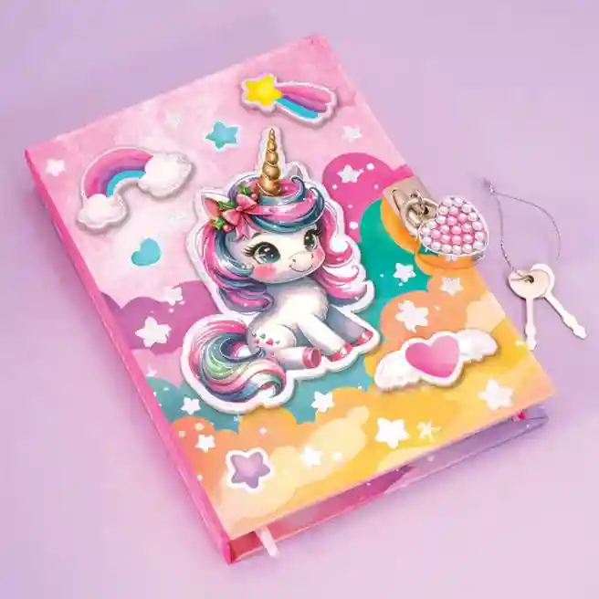 Agendă mare cu cheiță de blocare Unicorn