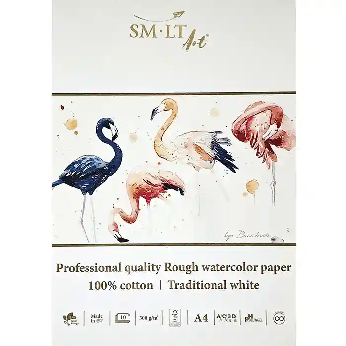SMLT Блок для рисования PRO, акварель, A5, 10л, 300г, 100% хлопок, крупное зерно, холодный пресс