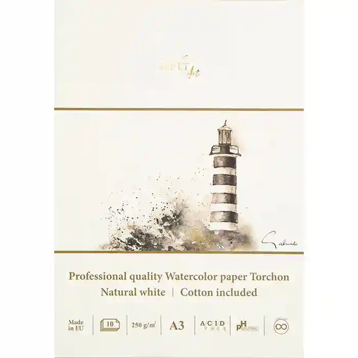 SMLT Bloc pentru acuarelă PRO, A5, 10 file, 250g, Torchon, coperta rigidă