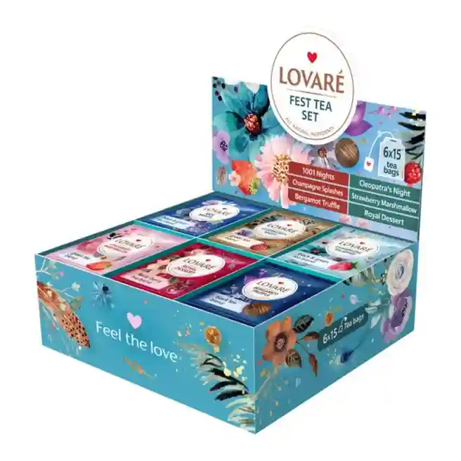 Ceai Lovare Set FEST TEA - 90 de pachete de ceai verde și negru