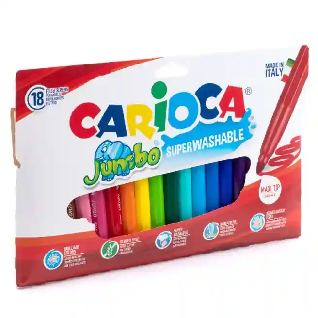 Набор фломастеров Carioca Jumbo 18 шт, фетр.наконечник