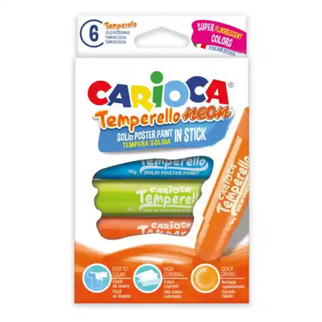 Tempera solidă Carioca Temperello Neon 6 buc.