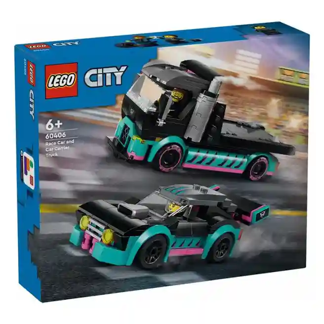 Constructor LEGO City Mașină de curse și camion de transport auto, art. 60406