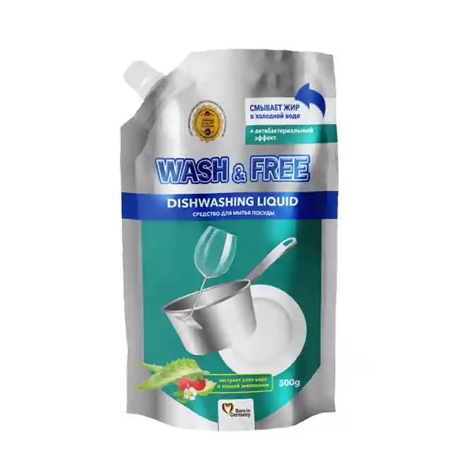 Lichid de spălat vase Wash&Free 500 ml reumplere Aloe Vera și extract de căpșuni sălbatice