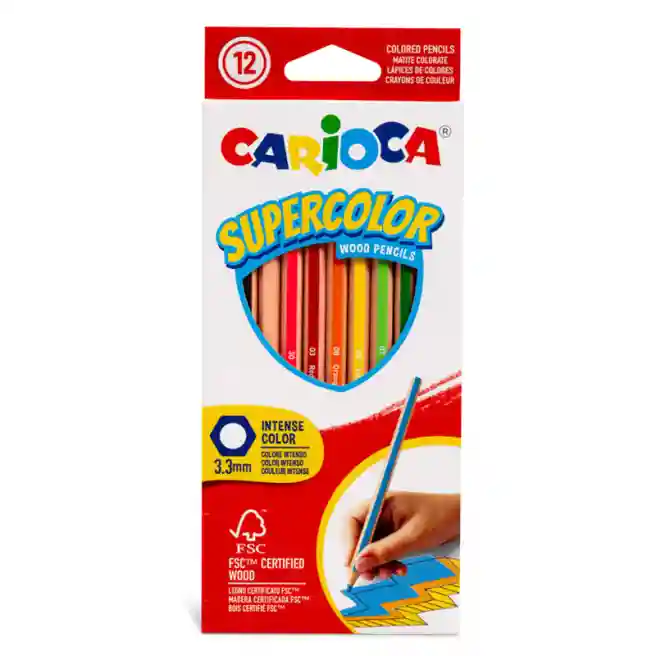 Набор цветных карандашей Carioca Supercolor шестигр, 12 цветов