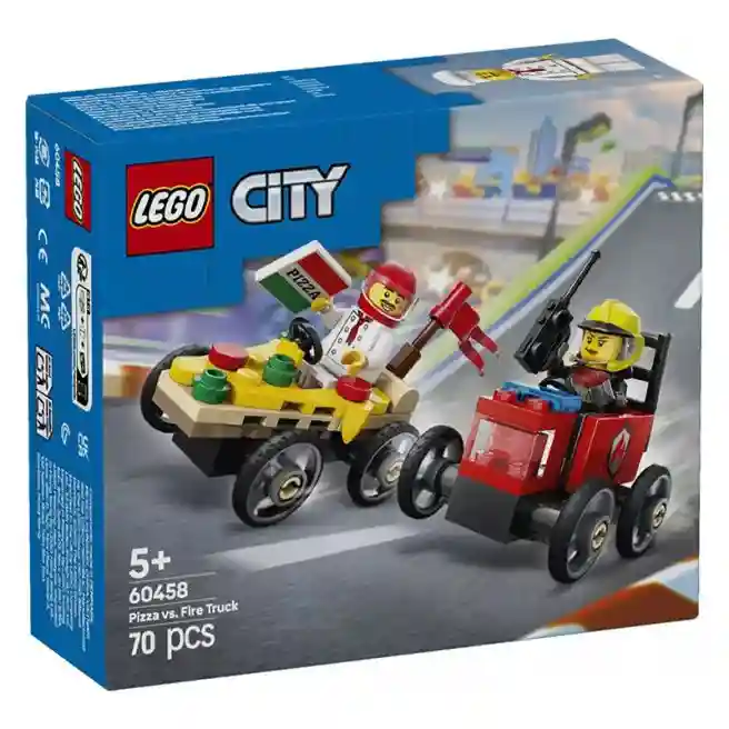 Конструктор LEGO City Гоночный автомобиль Пицца против пожарной машины, арт. 60458